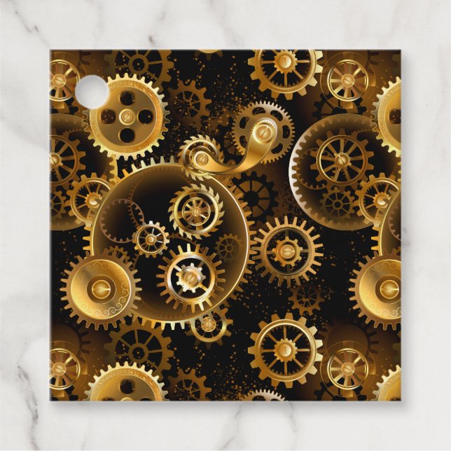 Nahtlose Steampunk-Messinggeräte Geschenkanhänger (Vorderseite)