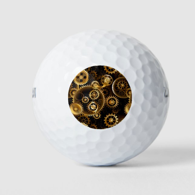 Nahtlose Steampunk-Messinggeräte Golfball (Vorderseite)