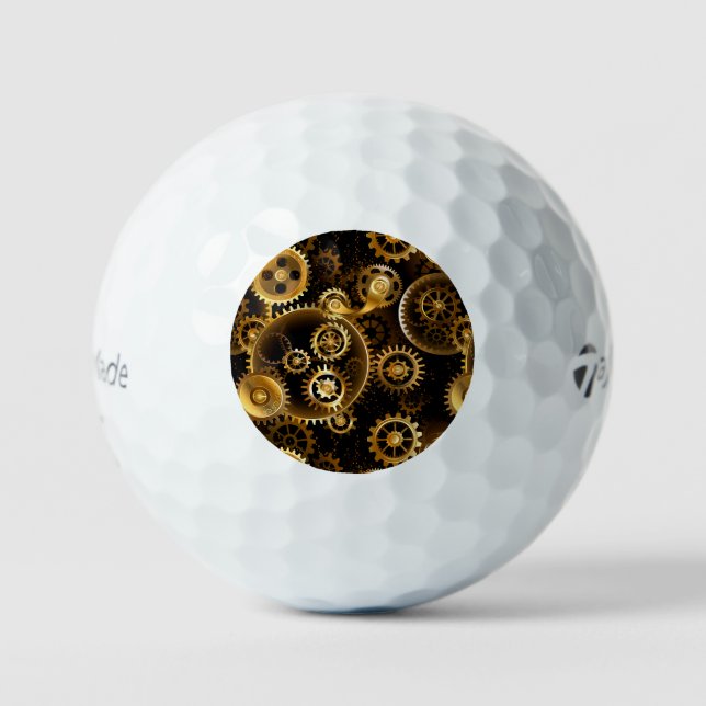 Nahtlose Steampunk-Messinggeräte Golfball (Vorderseite)