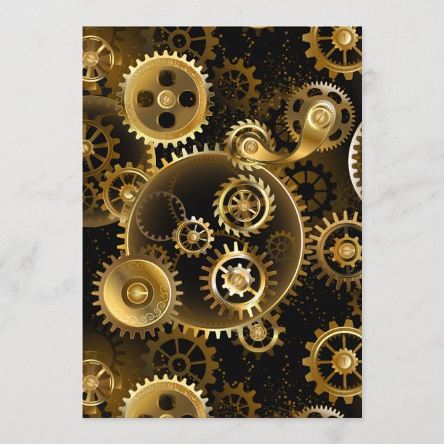 Nahtlose Steampunk-Messinggeräte Hinweiskarte (Vorderseite)