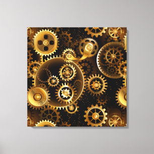 Nahtlose Steampunk-Messinggeräte Leinwanddruck