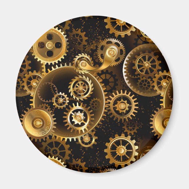 Nahtlose Steampunk-Messinggeräte Magnet (Vorne)