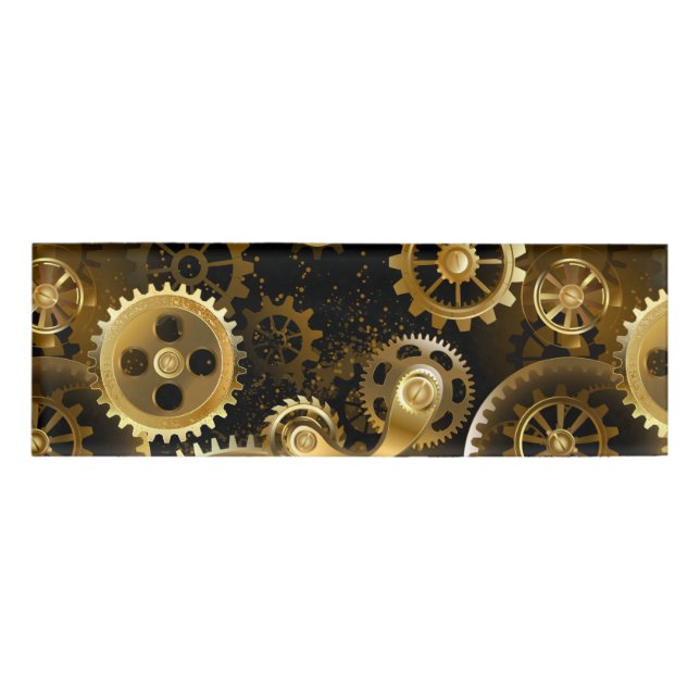 Nahtlose Steampunk-Messinggeräte Namenschild (Vorderseite)