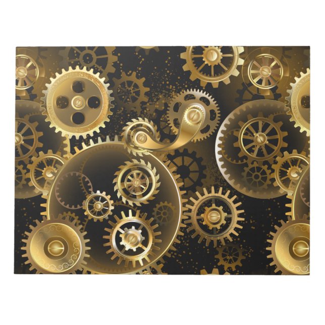 Nahtlose Steampunk-Messinggeräte Notizblock (Vorderseite)