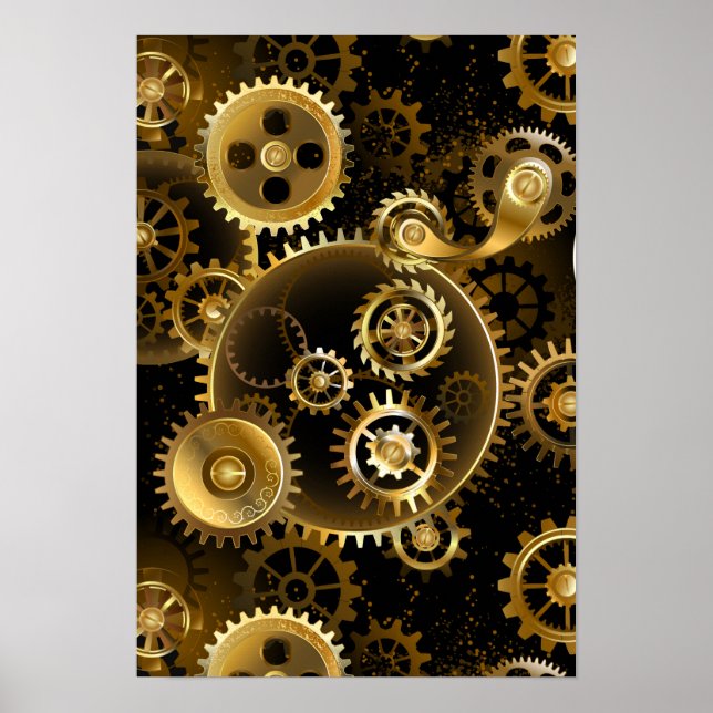 Nahtlose Steampunk-Messinggeräte Poster (Vorne)