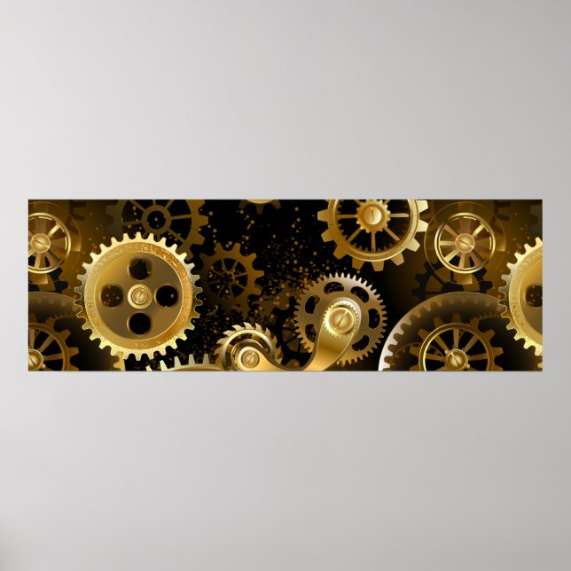 Nahtlose Steampunk-Messinggeräte Poster (Vorne)