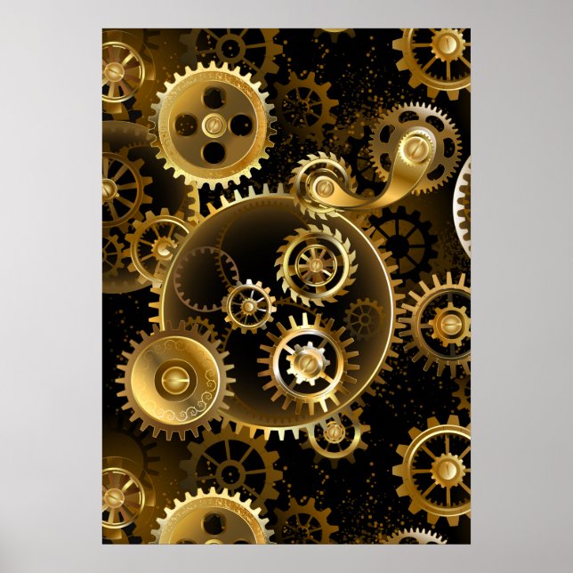 Nahtlose Steampunk-Messinggeräte Poster (Vorne)