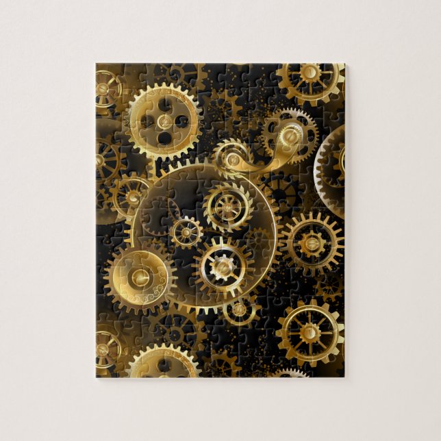 Nahtlose Steampunk-Messinggeräte Puzzle (Vertikal)