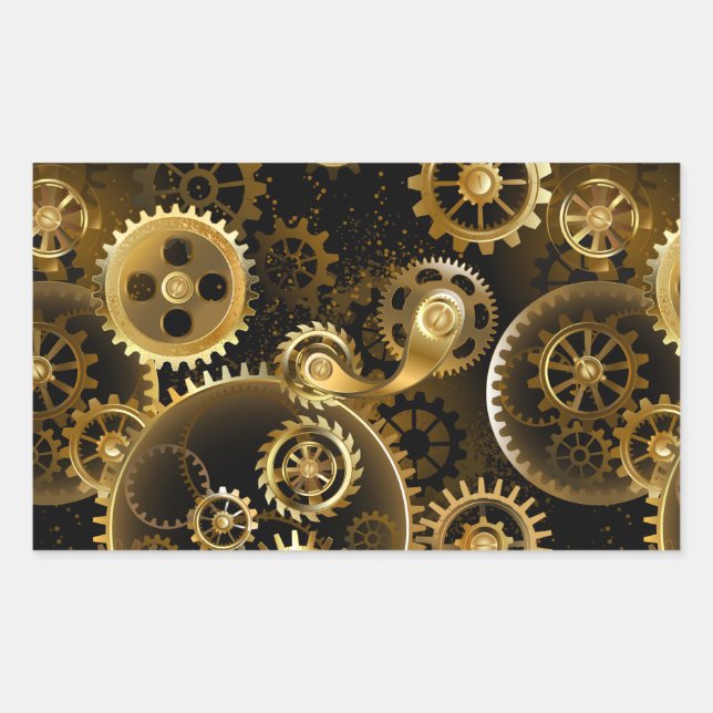 Nahtlose Steampunk-Messinggeräte Rechteckiger Aufkleber (Vorderseite)