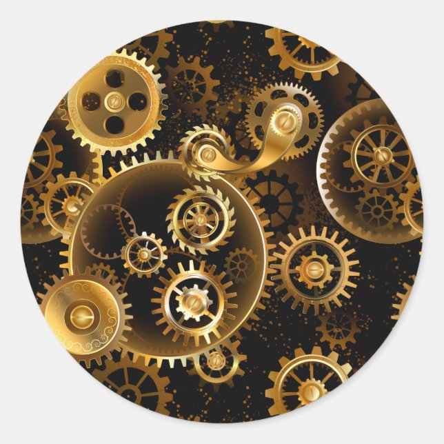 Nahtlose Steampunk-Messinggeräte Runder Aufkleber (Vorderseite)