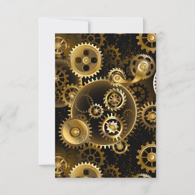 Nahtlose Steampunk-Messinggeräte Save The Date (Vorderseite)