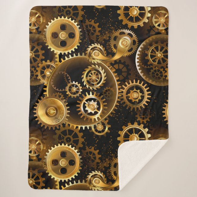 Nahtlose Steampunk-Messinggeräte Sherpadecke (Vorderseite)