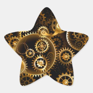 Nahtlose Steampunk-Messinggeräte Stern-Aufkleber