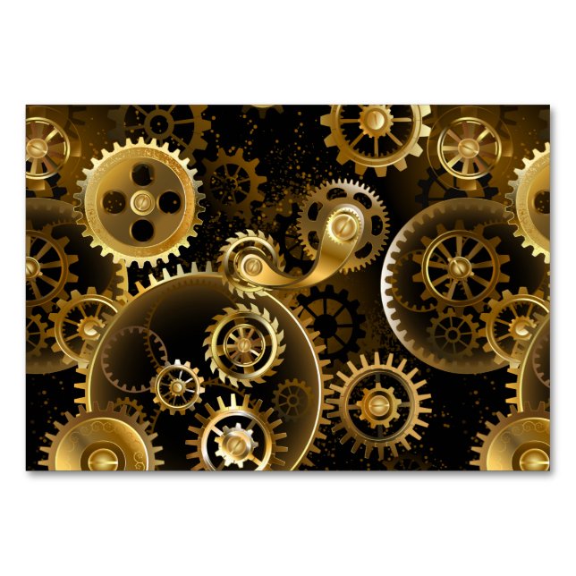 Nahtlose Steampunk-Messinggeräte Tischnummer (Vorderseite)