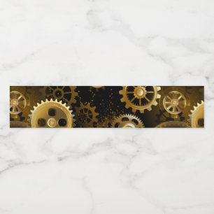 Nahtlose Steampunk-Messinggeräte Wasserflaschenetikett