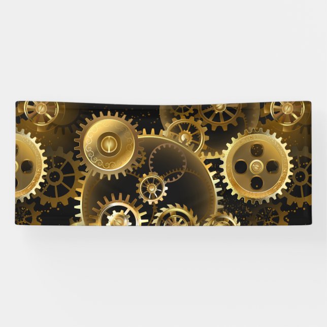 Nahtlose Steampunk-Messingzahnräder Banner (Horizontal)