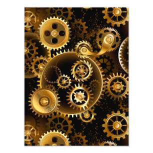 Nahtlose Steampunk-Messingzahnräder Fotodruck