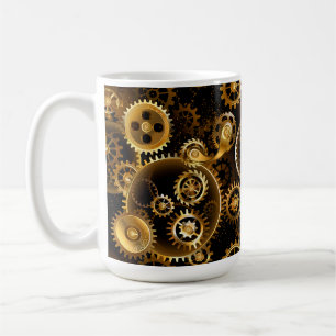 Nahtlose Steampunk-Messingzahnräder Kaffeetasse