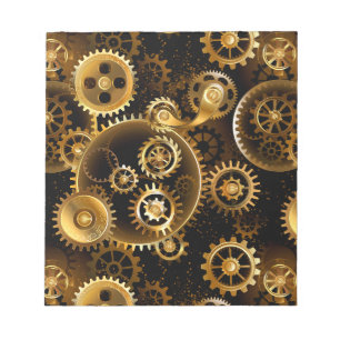 Nahtlose Steampunk-Messingzahnräder Notizblock