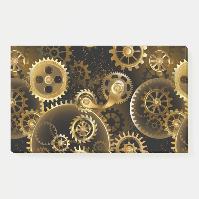 Nahtlose Steampunk-Messingzahnräder Post-it Klebezettel (Vorderseite)
