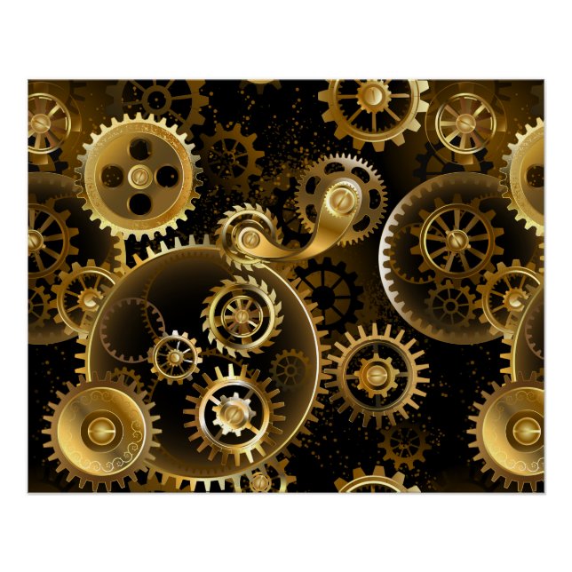 Nahtlose Steampunk-Messingzahnräder Poster (Vorderseite)