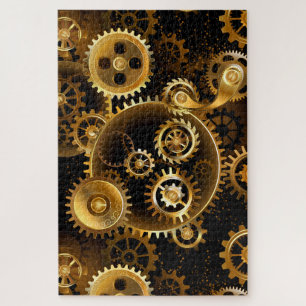 Nahtlose Steampunk-Messingzahnräder Puzzle