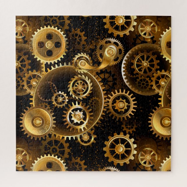 Nahtlose Steampunk-Messingzahnräder Puzzle (Vertikal)