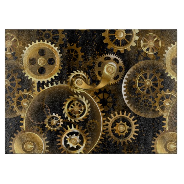 Nahtlose Steampunk-Messingzahnräder Schneidebrett (Vorderseite)