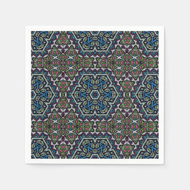 Nahtlose Stickerei Stamm Ethno boho Zierarbeit t Serviette (Vorderseite)