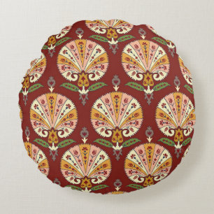 Nahtlose Suzani farbenfrohe Muster. Vintages Multi Rundes Kissen