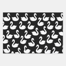 Nahtlose Swan-Silhouette Geschenkpapier Set