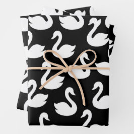 Nahtlose Swan-Silhouette Geschenkpapier Set