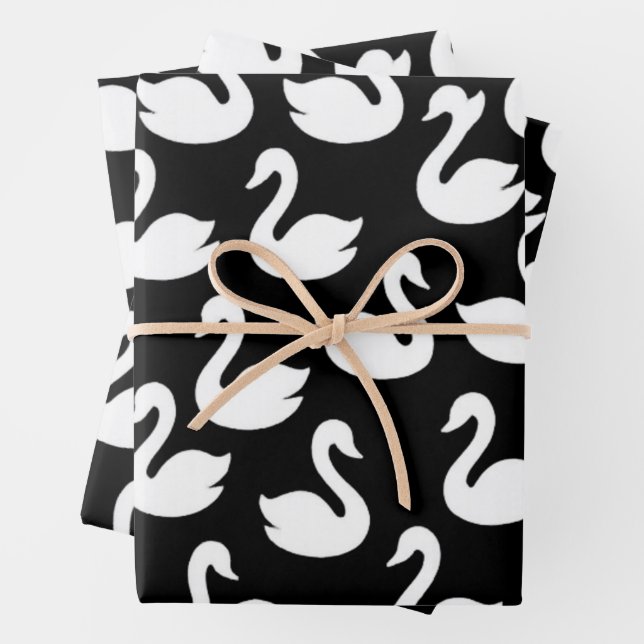 Nahtlose Swan-Silhouette Geschenkpapier Set (Beispiel)