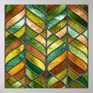 Nahtlose Textur aus festem Glas mit Blattmuster, Poster