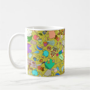 Nahtlose Textur. Handgezogene Doodles Nahrungsmitt Kaffeetasse