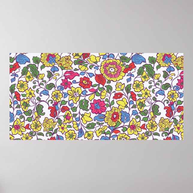 Nahtlose Textur mit Blume und Leaf. Floral Pat Poster (Vorne)
