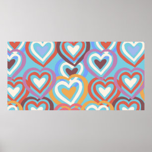 Nahtlose Textur mit lustigen Herzen  Poster