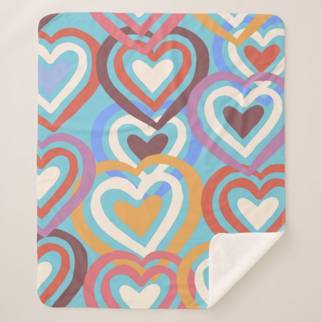 Nahtlose Textur mit lustigen Herzen  Sherpadecke (Vorderseite)