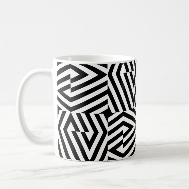 Nahtlose Textur mit schräg schwarzer Bandgeometrie Kaffeetasse (Links)