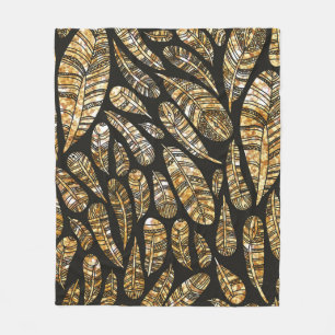 Nahtlose Textur Muster glühender goldener Feder Fleecedecke