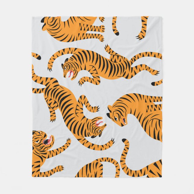 Nahtlose Tigermuster, Thema Wildtiere. Fleecedecke (Vorderseite)