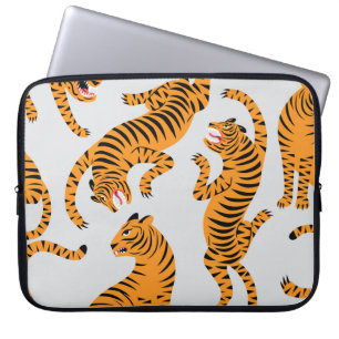 Nahtlose Tigermuster, Thema Wildtiere. Laptopschutzhülle