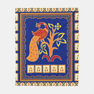 Nahtlose traditionelle indische Grenze mit Pfau Fleecedecke