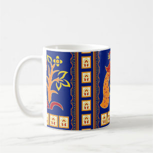 Nahtlose traditionelle indische Grenze mit Pfau Kaffeetasse