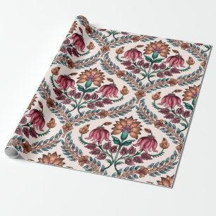 Nahtlose traditionelle Mughal-Kunst, Muster, flora Geschenkpapier