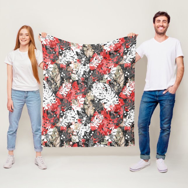 Nahtlose tropische Dschungel exotische Blätter Mon Fleecedecke (Beispiel)