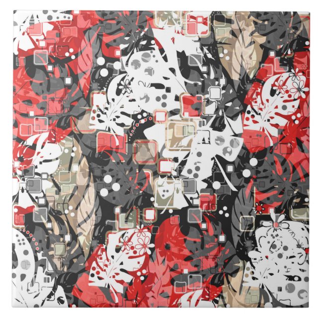 Nahtlose tropische Dschungel exotische Blätter Mon Fliese (Vorderseite)