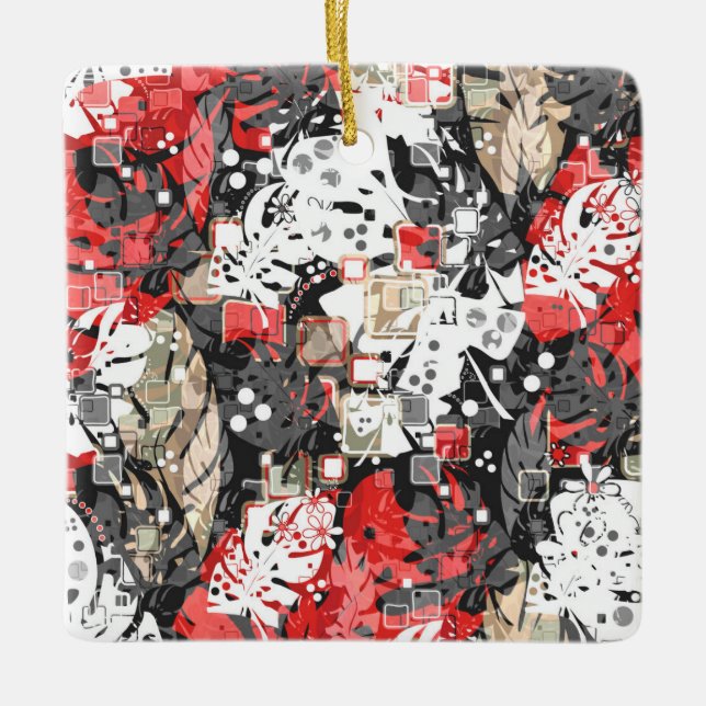 Nahtlose tropische Dschungel exotische Blätter Mon Keramikornament (Vorderseite)