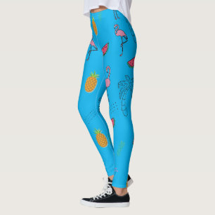 Nahtlose tropische Muster mit Flamingo-Ananas Leggings