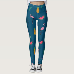 Nahtlose tropische Muster mit Flamingo-Ananas Leggings